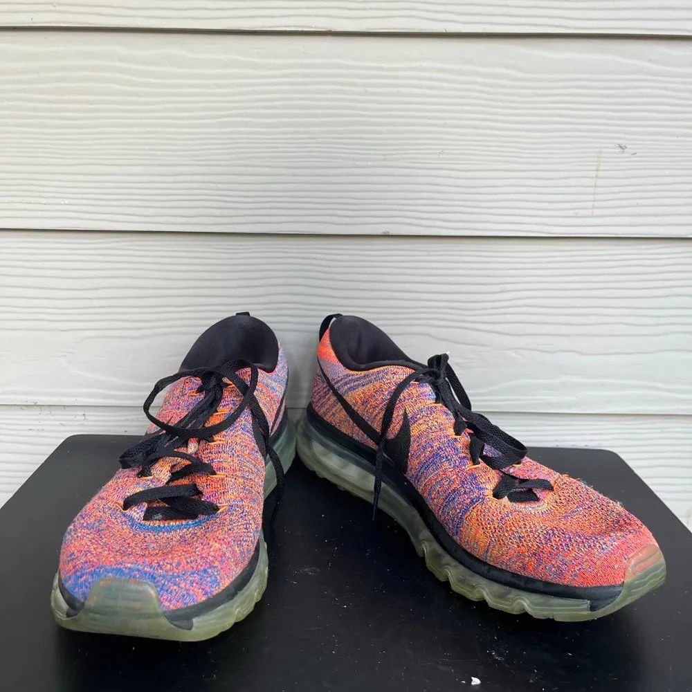 Nike men's Air Max Flyknit Blue Concord Crimson Sneakers Sz 11 Style 620469-404